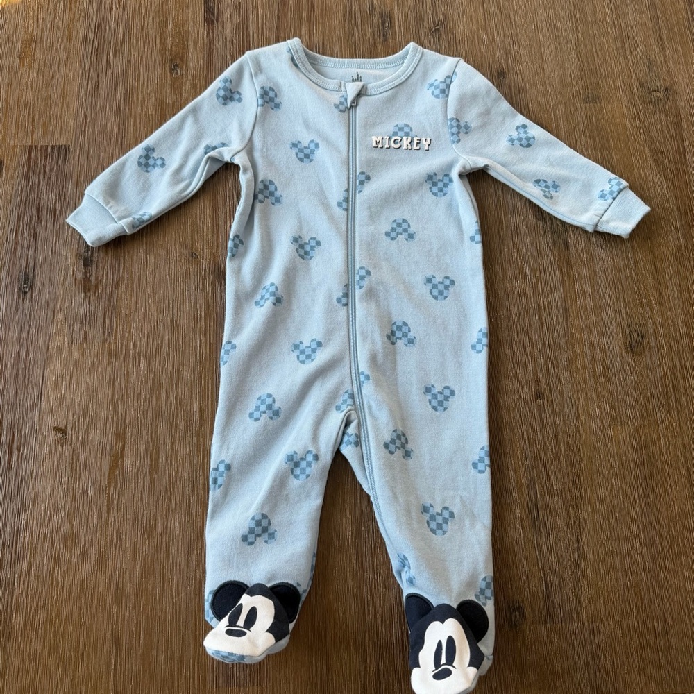 4/20$ Mickey Mouse Blue Baby Footie Footed Sleeper size 3-6 months